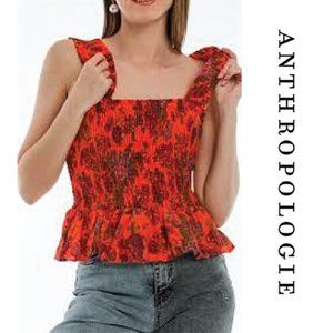 Anthropologie Pilcro Smocked Floral Top - L